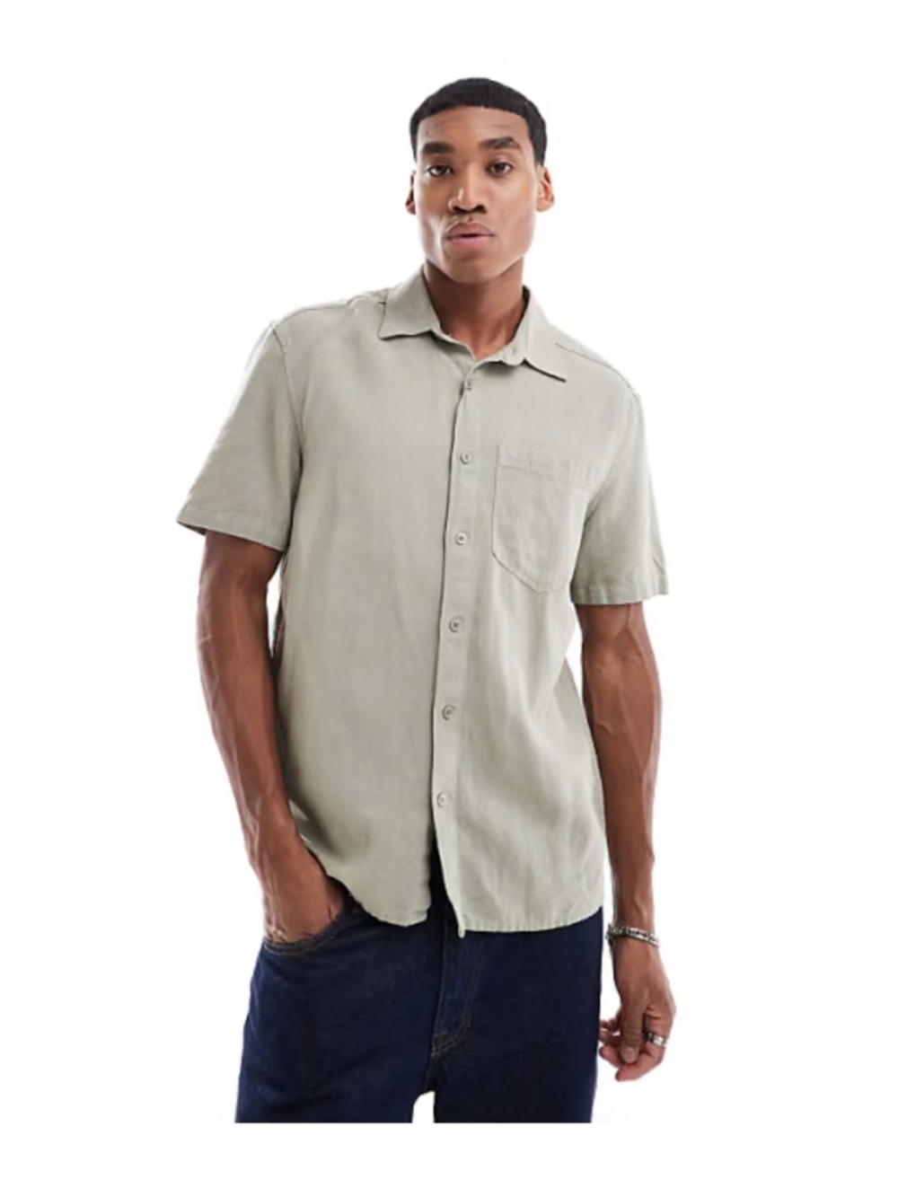 ★ River Island Linen Blend Casual Button Down - Gray ★